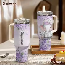 Purple Dream Animal Vacuum Flasks 40oz Vacuum Insulated Travel Mug - Stainless Steel Straw Cup Lid